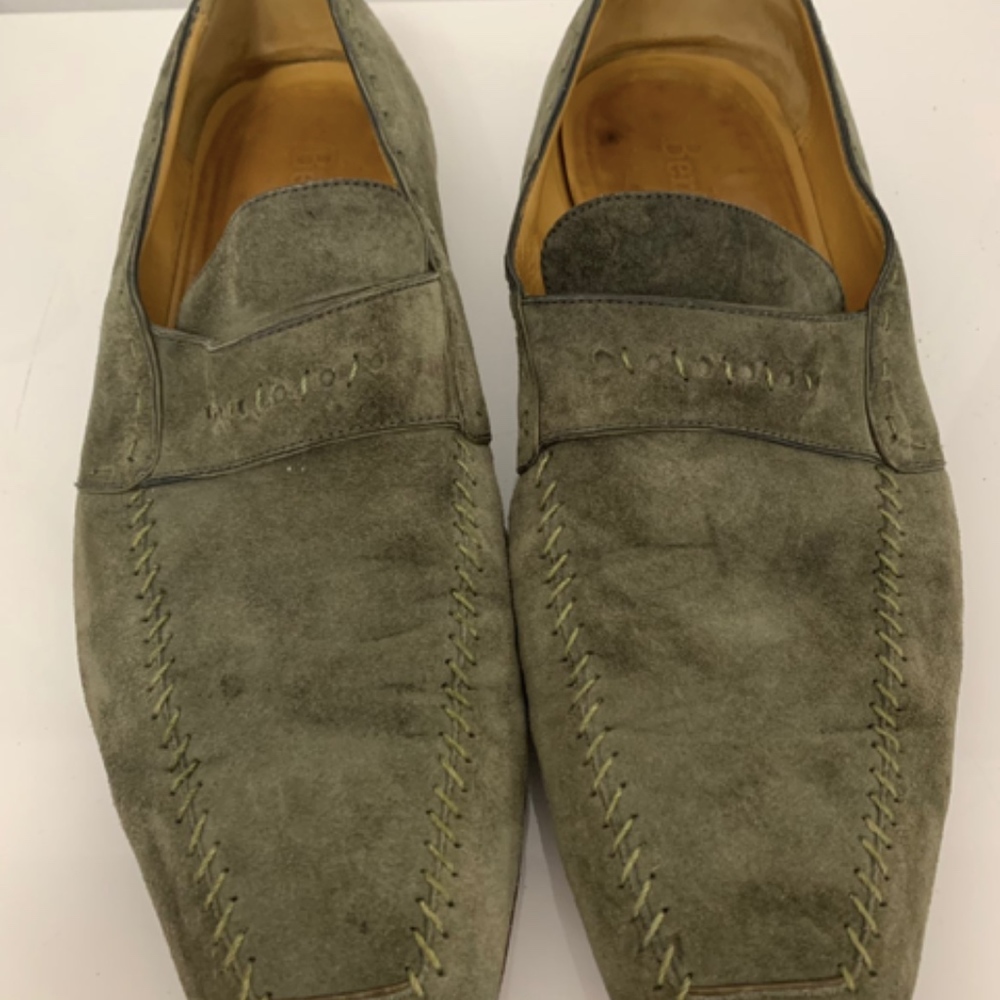 Green Suede Berluti Loafers
